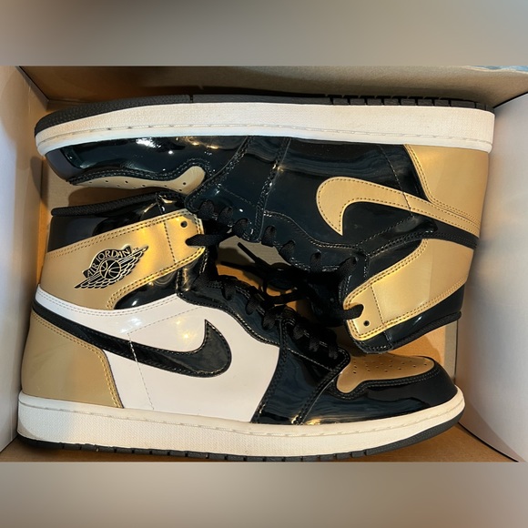 Jordan Gold Toe High Retro OG NRG Black white gold sneakers size